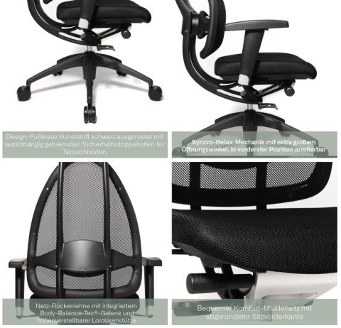 Fotel Biurowy Topstar Open Art 2010 – Ergonomiczny | Body-Balance-Tec | Design Premium