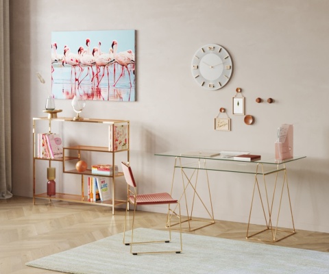 Zegar Ścienny Kare Design Leonardo – 48,5 cm | Biało-Złoty | Minimalistyczny