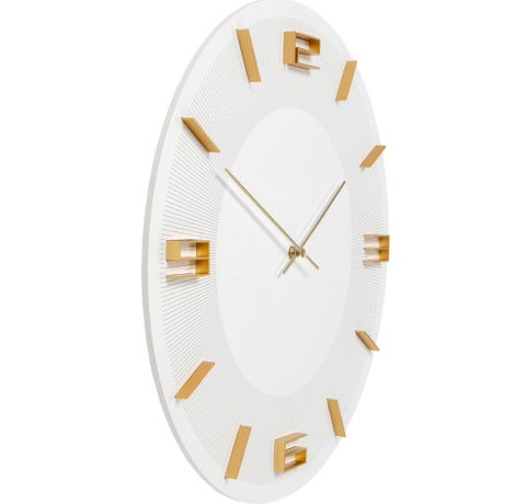 Zegar Ścienny Kare Design Leonardo – 48,5 cm | Biało-Złoty | Minimalistyczny