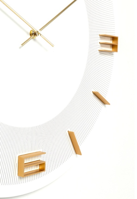 Zegar Ścienny Kare Design Leonardo – 48,5 cm | Biało-Złoty | Minimalistyczny