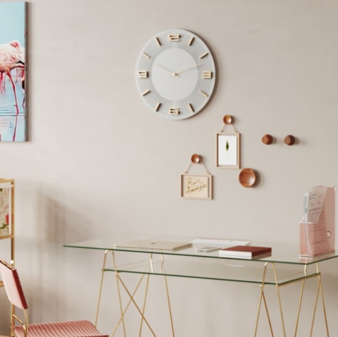 Zegar Ścienny Kare Design Leonardo – 48,5 cm | Biało-Złoty | Minimalistyczny