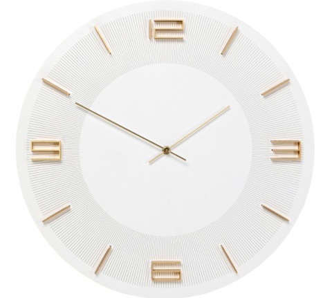 Zegar Ścienny Kare Design Leonardo – 48,5 cm | Biało-Złoty | Minimalistyczny