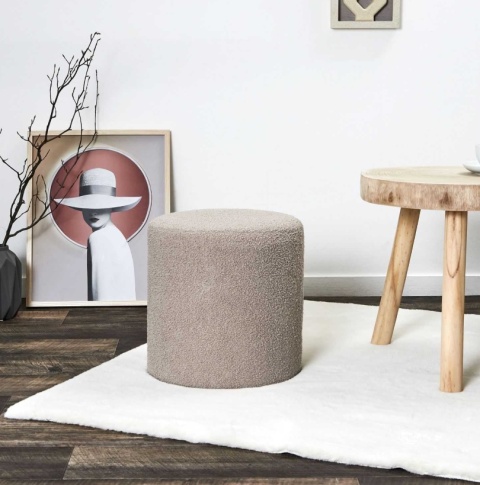 Pufa Siedzisko LUNA Boucle – Jasny Beż | Styl Boho Loft | 35 cm