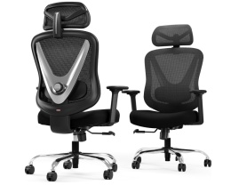 Ergonomiczne Krzesło Biurowe HOLLUDLE – Podparcie Lędźwiowe 3D | Podłokietniki 3D | Design V-Shape