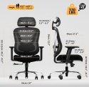 Ergonomiczne Krzesło Biurowe HOLLUDLE – Podparcie Lędźwiowe 3D | Podłokietniki 3D | Design V-Shape