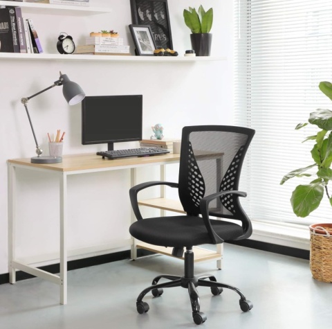 Krzesło Biurowe SONGMICS OBN22BK – Ergonomiczne | Oddychająca Siatka | Czarny