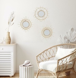 Zestaw 3 Luster Rattanowych Słońca – Boho | Naturalny Rattan | Średnica 28 cm