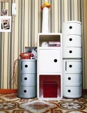 Kontenerek Kartell Componibili – Szafka Modułowa 3 Elementy | Biała | Ø32 x 58,5 cm