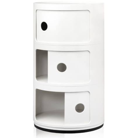 Kontenerek Kartell Componibili – Szafka Modułowa 3 Elementy | Biała | Ø32 x 58,5 cm