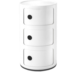 Kontenerek Kartell Componibili – Szafka Modułowa 3 Elementy | Biała | Ø32 x 58,5 cm
