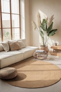 Okrągły Dywan Jutowy Hanse Home Rangpur – Ø 100 cm | Ręcznie Tkany | Styl Boho | Naturalny Złoty