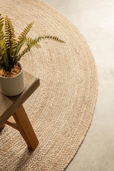 Okrągły Dywan Jutowy Hanse Home Rangpur – Ø 100 cm | Ręcznie Tkany | Styl Boho | Naturalny Złoty