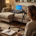Składane Biurko pod Laptopa 39F – Regulowana Wysokość i Kąt Nachylenia | Czarny | Uchwyt na Kubek