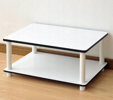 Niski Stolik Kawowy Furinno – 60x40x22 cm | Biały | Montaż bez narzędzi | Nowoczesny