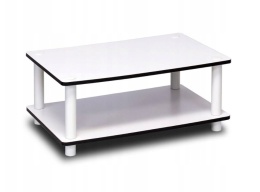 Niski Stolik Kawowy Furinno – 60x40x22 cm | Biały | Montaż bez narzędzi | Nowoczesny