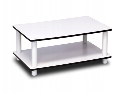 Niski Stolik Kawowy Furinno – 60x40x22 cm | Biały | Montaż bez narzędzi | Nowoczesny