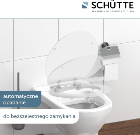 Deska Sedesowa Wolnoopadająca SCHÜTTE – Biała | Rdzeń Drewniany MDF | Udźwig 175 kg | Uniwersalna