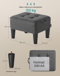 Podnóżek Tapicerowany SONGMICS LOM502G01 – Siedzisko 150kg | Imitacja Lnu | Schowek | Szary