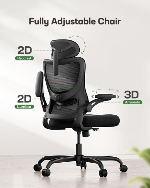 Ergonomiczne Krzesło Biurowe Marsail – Pełna Regulacja 3D | Podparcie Lędźwiowe | Siatka Mesh | Czarny Dąb