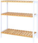 Regał Bambusowy dibea – 3 Półki | 60x26x66 cm | Łazienkowy | Na Buty | Naturalny/Biały