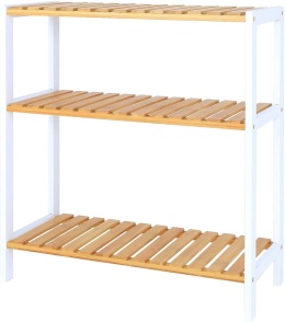 Regał Bambusowy dibea – 3 Półki | 60x26x66 cm | Łazienkowy | Na Buty | Naturalny/Biały