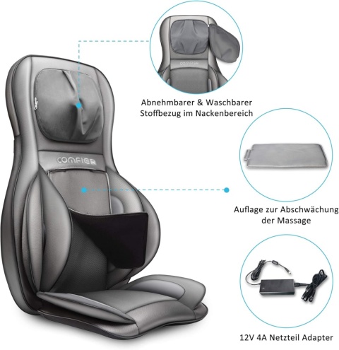 Mata Masująca COMFIER Shiatsu 2D/3D – Masaż Karku i Pleców | Kompresja Powietrzna | Podgrzewanie