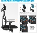 Ergonomiczne Krzesło Biurowe HOLLUDLE – Adaptacyjne Oparcie | Podłokietniki 4D | Regulacja Głębokości Siedziska | Siatka Mesh