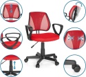 Krzesło Obrotowe dla Dzieci hjh OFFICE KIDDY CD – Czerwone | Regulacja Wysokości | Siatka Mesh
