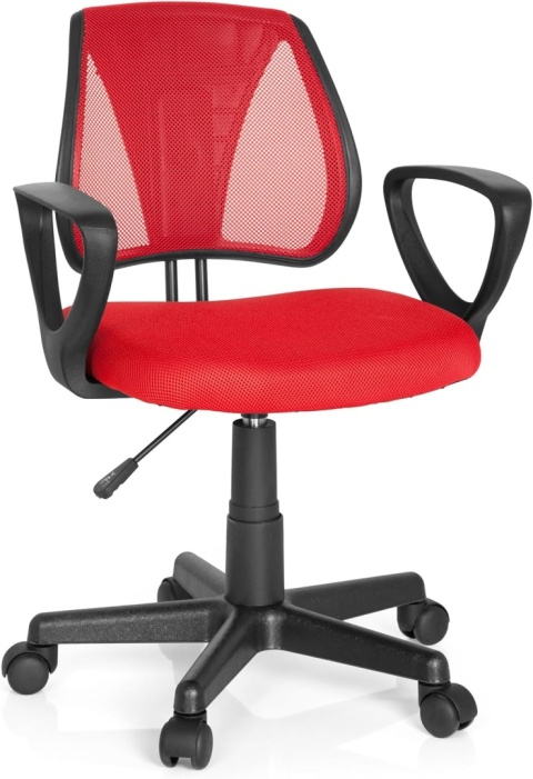Krzesło Obrotowe dla Dzieci hjh OFFICE KIDDY CD – Czerwone | Regulacja Wysokości | Siatka Mesh