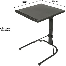 Składany Stolik pod Laptopa WODFARR – Regulowana Wysokość i Kąt | 43x43 cm | Czarny | Do Łóżka i Sofy