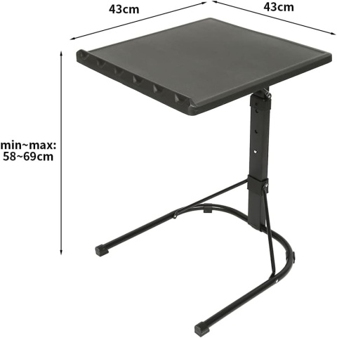 Składany Stolik pod Laptopa WODFARR – Regulowana Wysokość i Kąt | 43x43 cm | Czarny | Do Łóżka i Sofy