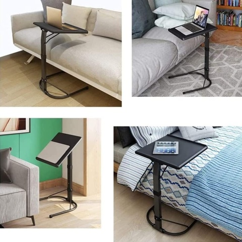 Składany Stolik pod Laptopa WODFARR – Regulowana Wysokość i Kąt | 43x43 cm | Czarny | Do Łóżka i Sofy
