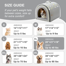 Domek dla Psa Jiupety 2 w 1 XL – 73,5x56 cm | Legowisko Jaskinia | Dwustronna Poduszka | Szary