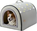 Domek dla Psa Jiupety 2 w 1 XL – 73,5x56 cm | Legowisko Jaskinia | Dwustronna Poduszka | Szary