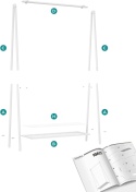 Wieszak na Ubrania SONGMICS HSR023W01 – Biały | Drążek 40 kg | Półka na Buty | Stalowy | 153 cm