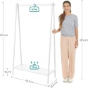 Wieszak na Ubrania SONGMICS HSR023W01 – Biały | Drążek 40 kg | Półka na Buty | Stalowy | 153 cm