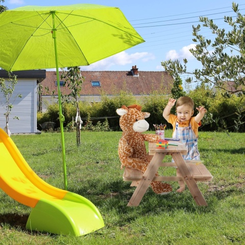 Drewniany Zestaw Mebli Ogrodowych dla Dzieci Relaxdays – Stół Piknikowy z Ławkami | Naturalne Drewno Sosnowe | 90 cm