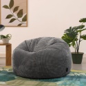 Luksusowy Fotel Pufa Icon Kingston – Grafitowy Sztruks | Bean Bag dla Dorosłych | 85x85 cm | Odporny na ogień