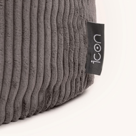 Luksusowy Fotel Pufa Icon Kingston – Grafitowy Sztruks | Bean Bag dla Dorosłych | 85x85 cm | Odporny na ogień