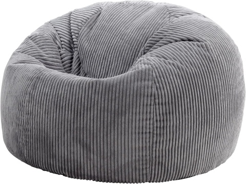 Luksusowy Fotel Pufa Icon Kingston – Grafitowy Sztruks | Bean Bag dla Dorosłych | 85x85 cm | Odporny na ogień