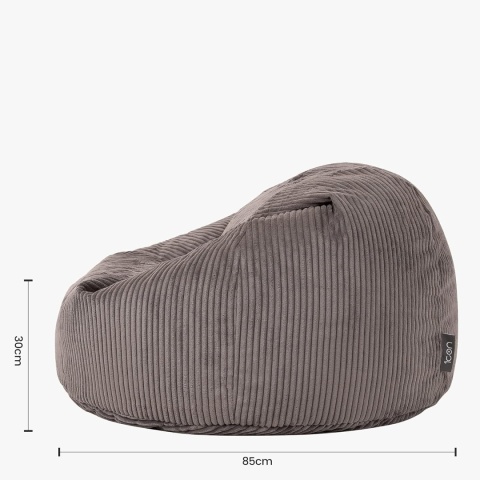 Luksusowy Fotel Pufa Icon Kingston – Grafitowy Sztruks | Bean Bag dla Dorosłych | 85x85 cm | Odporny na ogień