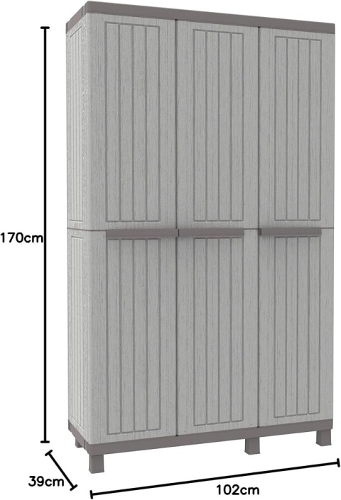 Szafa Gospodarcza Terry C-Wood 102A – 3 Drzwi | Wygląd Drewna | Wysoka Komora | 102x170 cm