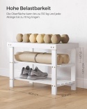 Bambusowa Ławka na Buty SONGMICS LBS004W01 – Biała | 70 cm | Udźwig 130 kg | 3 Poziomy