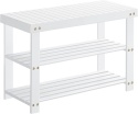 Bambusowa Ławka na Buty SONGMICS LBS004W01 – Biała | 70 cm | Udźwig 130 kg | 3 Poziomy