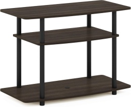 Stolik pod Telewizor Furinno No Tools – 3 Poziomy | Ciemny Brąz/Czarny | 80 cm | Montaż bez narzędzi