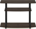 Stolik pod Telewizor Furinno No Tools – 3 Poziomy | Ciemny Brąz/Czarny | 80 cm | Montaż bez narzędzi
