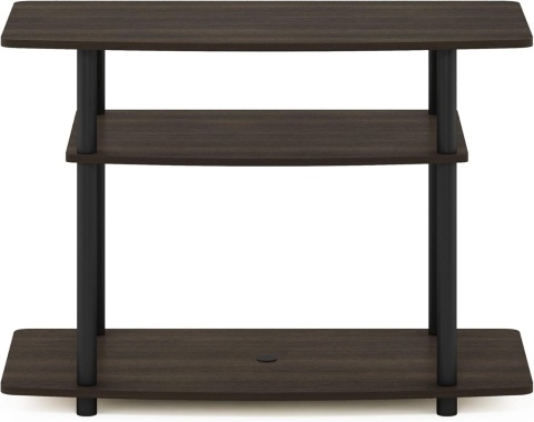 Stolik pod Telewizor Furinno No Tools – 3 Poziomy | Ciemny Brąz/Czarny | 80 cm | Montaż bez narzędzi