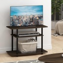 Stolik pod Telewizor Furinno No Tools – 3 Poziomy | Ciemny Brąz/Czarny | 80 cm | Montaż bez narzędzi