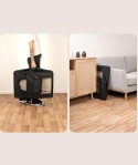 Transporter Tekstylny dla Psa Lionto – 82x58x58 cm | Składany | Kojec Podróżny | Oddychający | Czarny