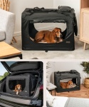 Transporter Tekstylny dla Psa Lionto – 82x58x58 cm | Składany | Kojec Podróżny | Oddychający | Czarny